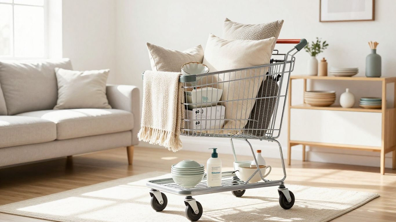 Carrito de compras de Amazon lleno de artículos para Airbnb.