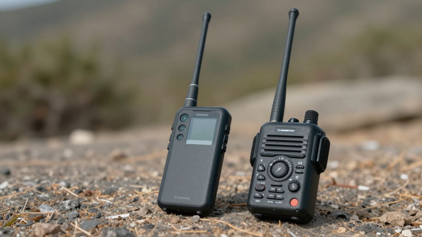 Satellite phone and ham radio comparison image.