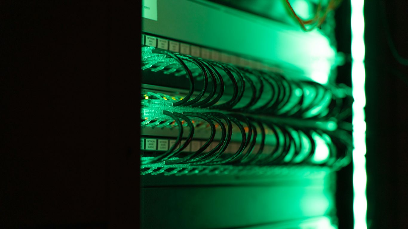 a close up of a server in a server room
