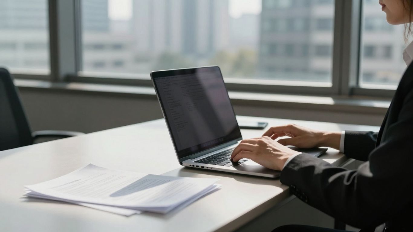Unternehmer arbeitet am Laptop im Büro