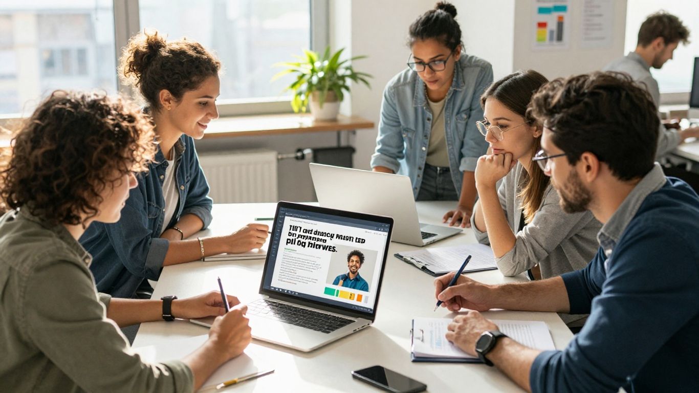 Team collaborating on a successful ad campaign.