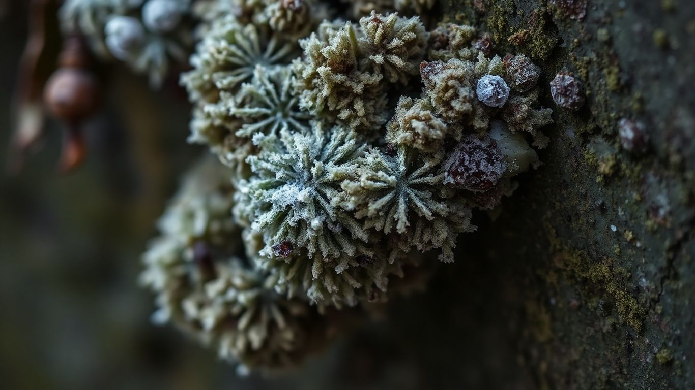 Mold growing on a cold, damp wall with frost.