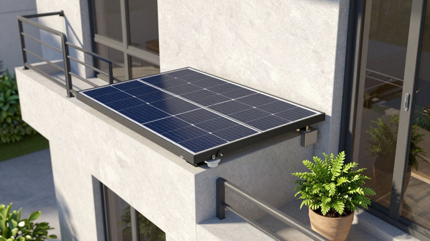 Kit solaire plug and play Sunology Play2 sur balcon d'appartement.