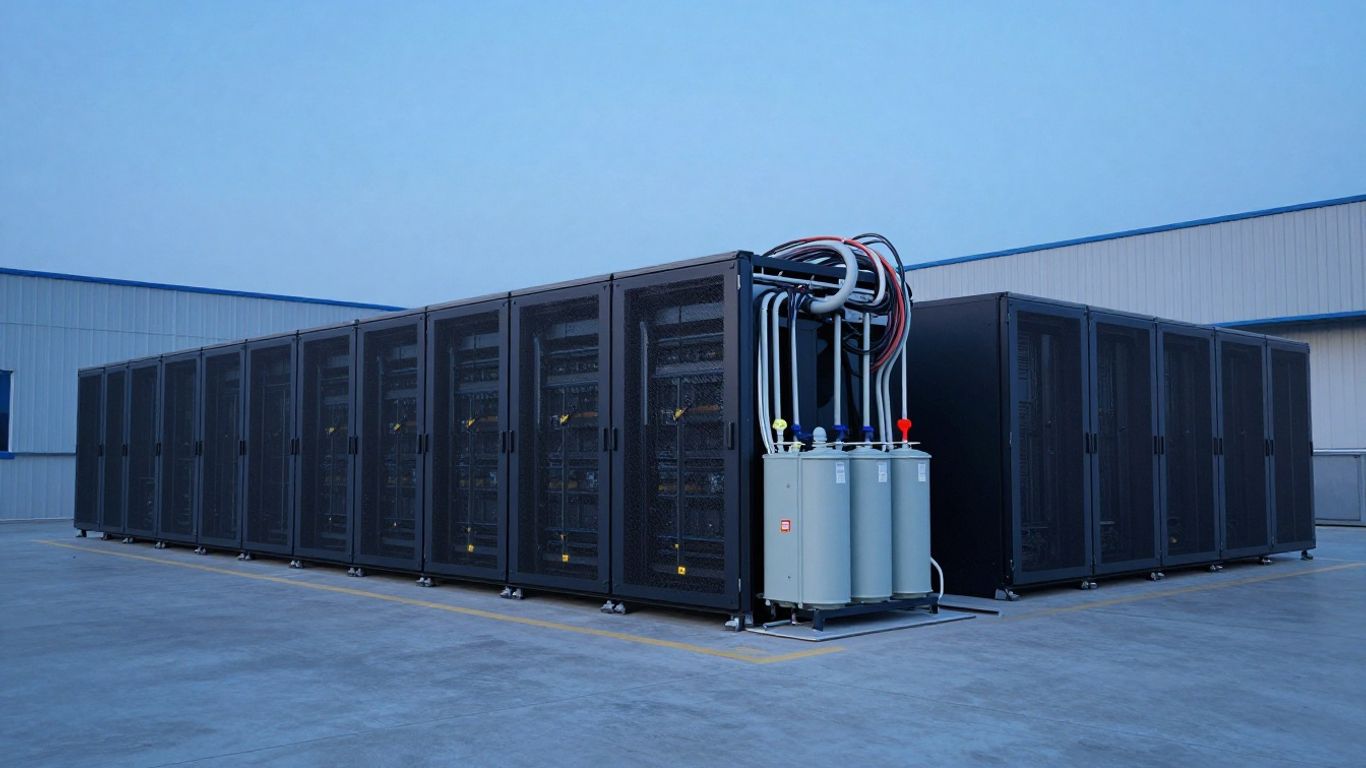 Data center microgrid equipment beside server facility