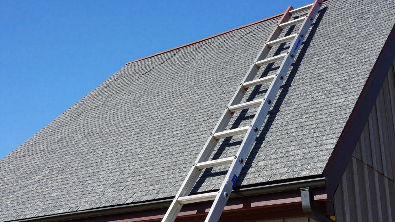 Roofing contractor's work on a sunny day.