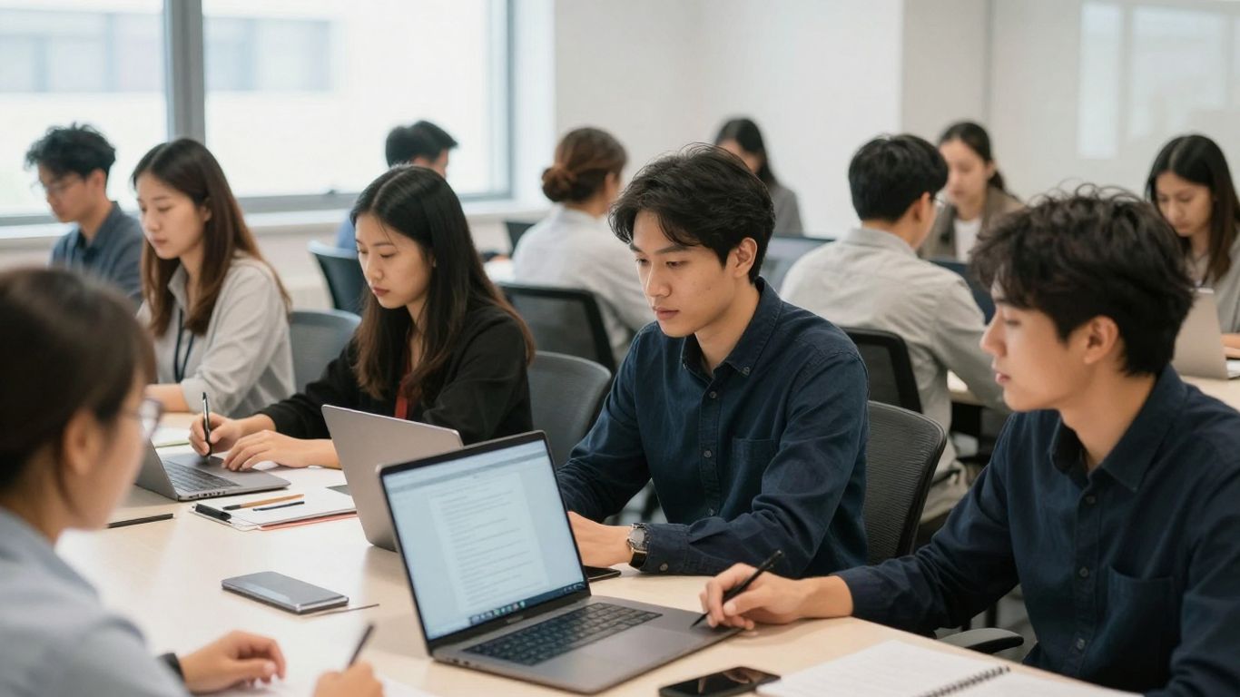 Employees reviewing a digital coaching experience