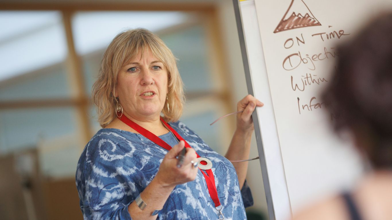 a person writing on a whiteboard