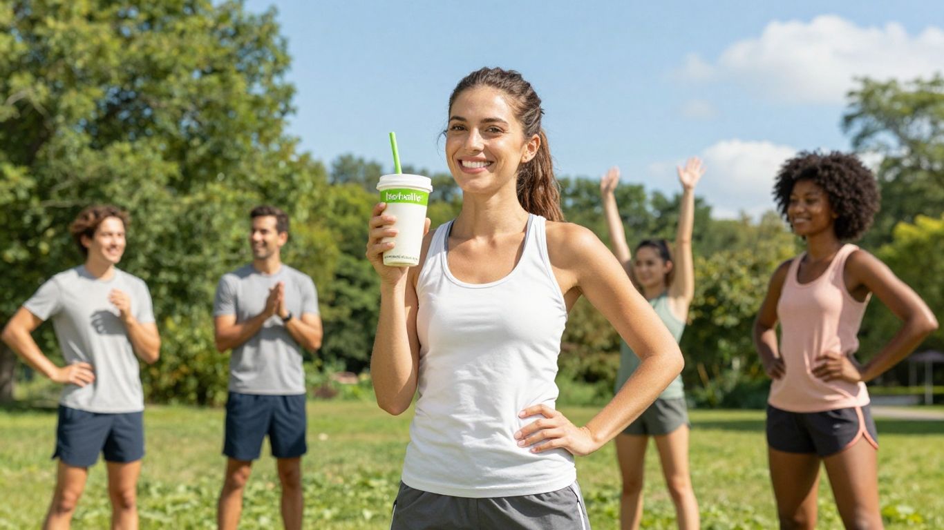 People enjoying healthy activities with Herbalife products.