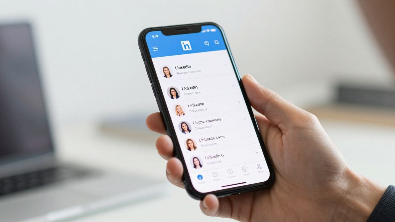 LinkedIn profile on a smartphone screen.
