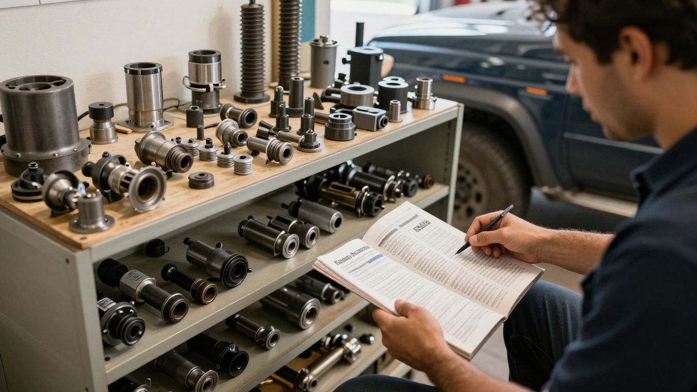 Pajero parts counter with organised components