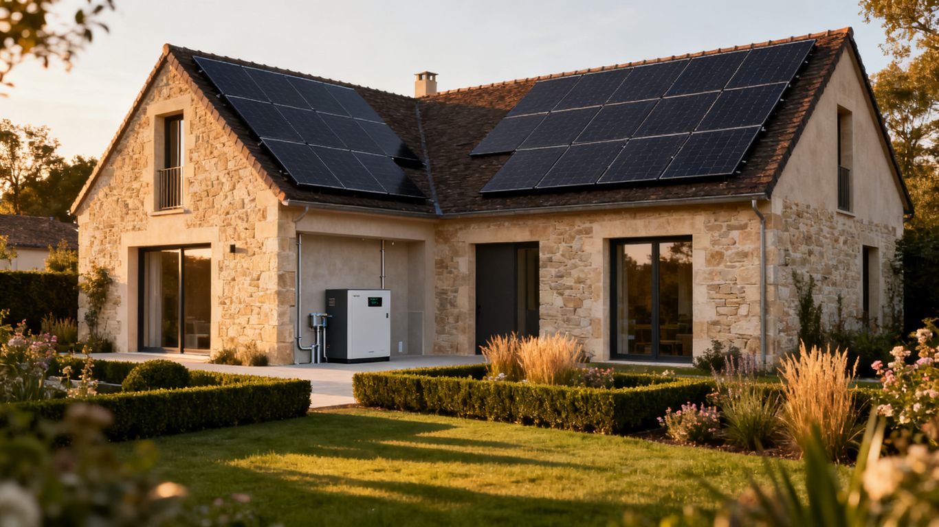 Maison équipée de panneaux solaires résidentiels