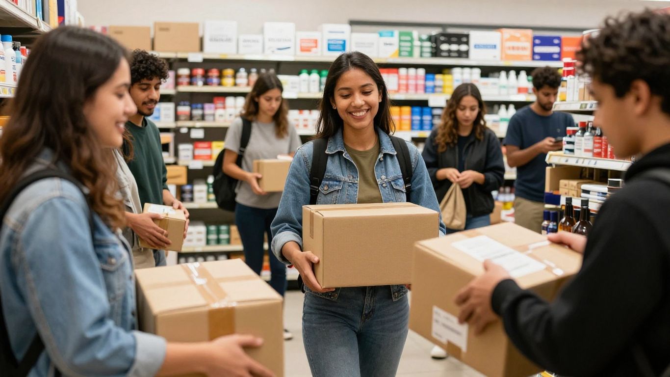 Consumers interacting with products and services.