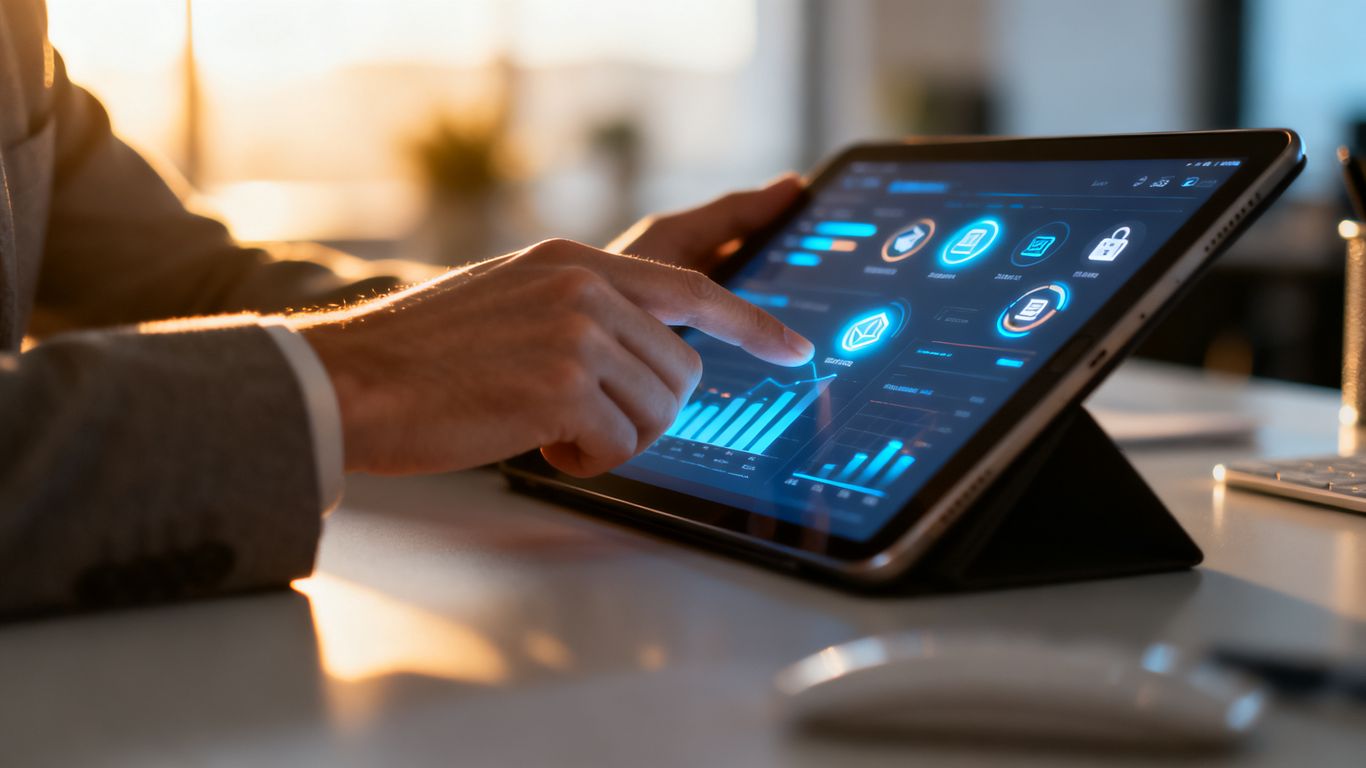 Hands adjusting settings on a digital ad dashboard