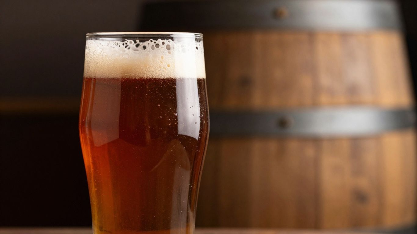 Barrel-aged French craft beer in a glass