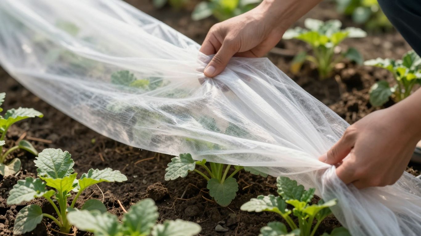 Gartenvlies schützt junge Pflanzen im Frühling vor Kälte.