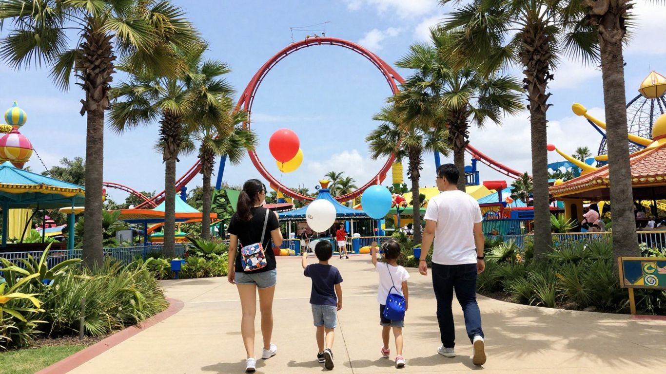 Family enjoying colorful Gold Coast rides