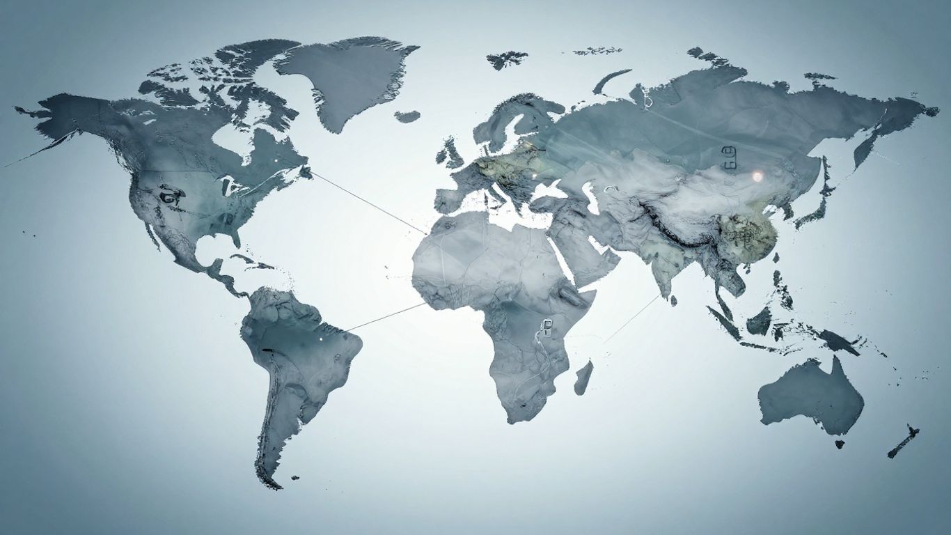 Global financial markets with abstract currency exchange elements.
