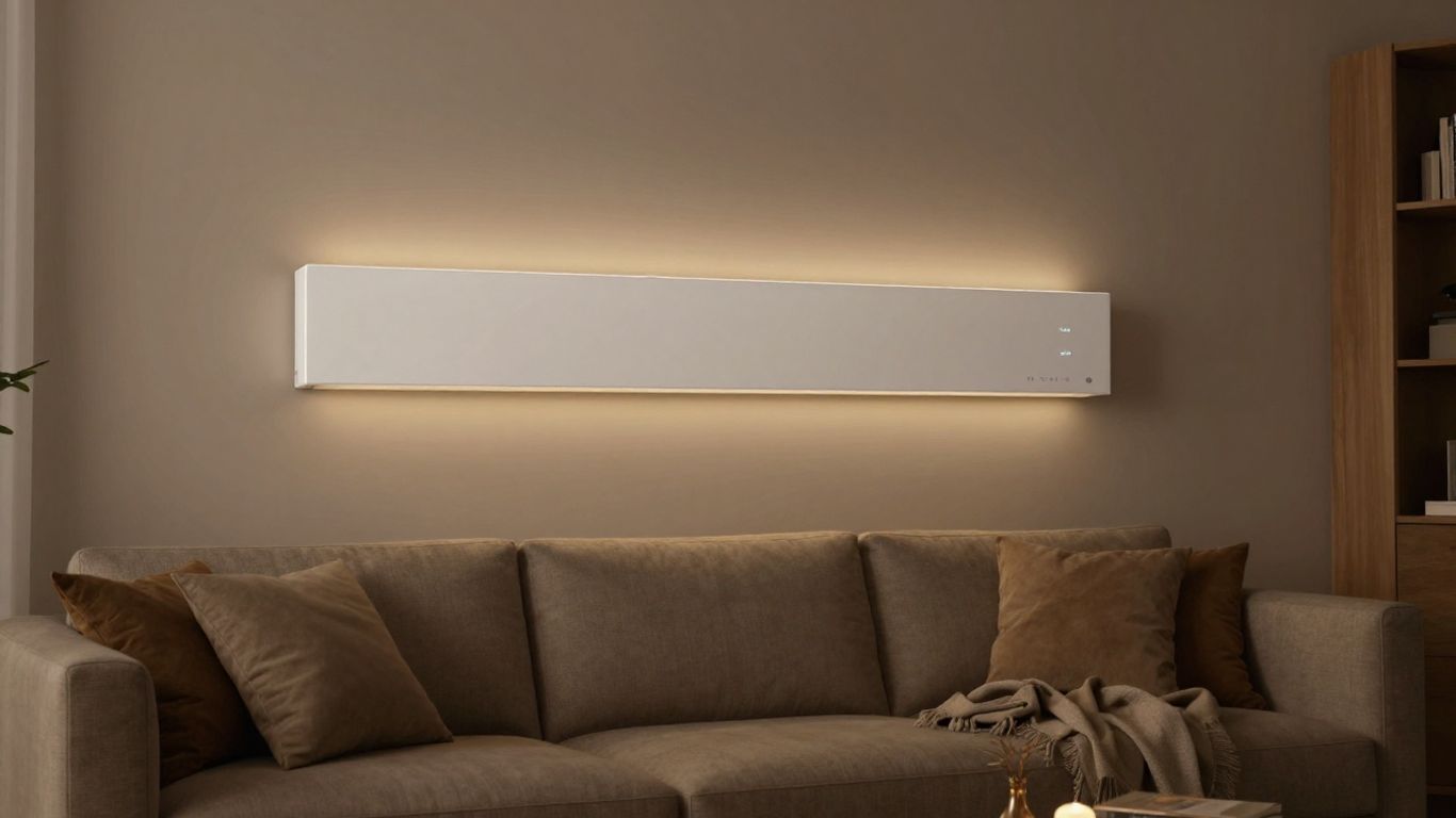 Panneau rayonnant moderne sur un mur dans un salon.