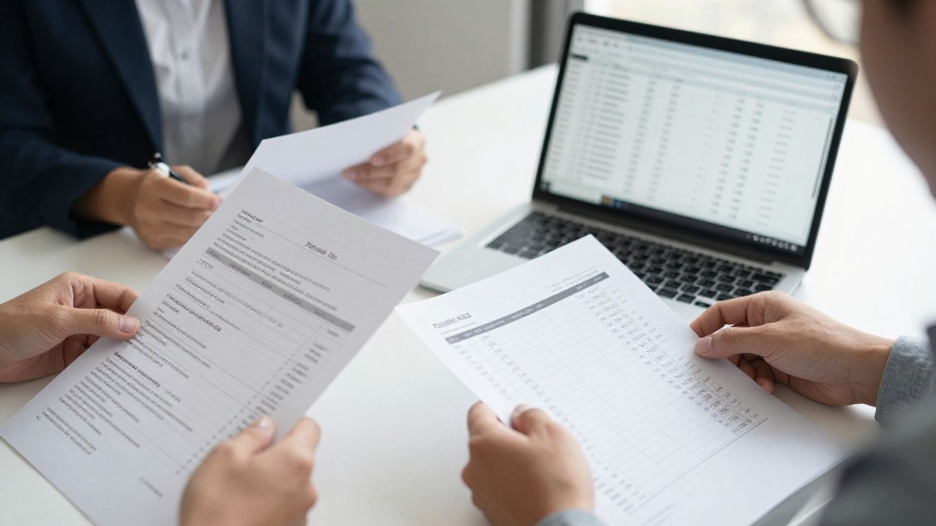 Finance team reviewing bank reconciliation records