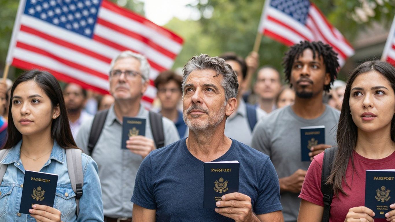 People holding US passports and green cards