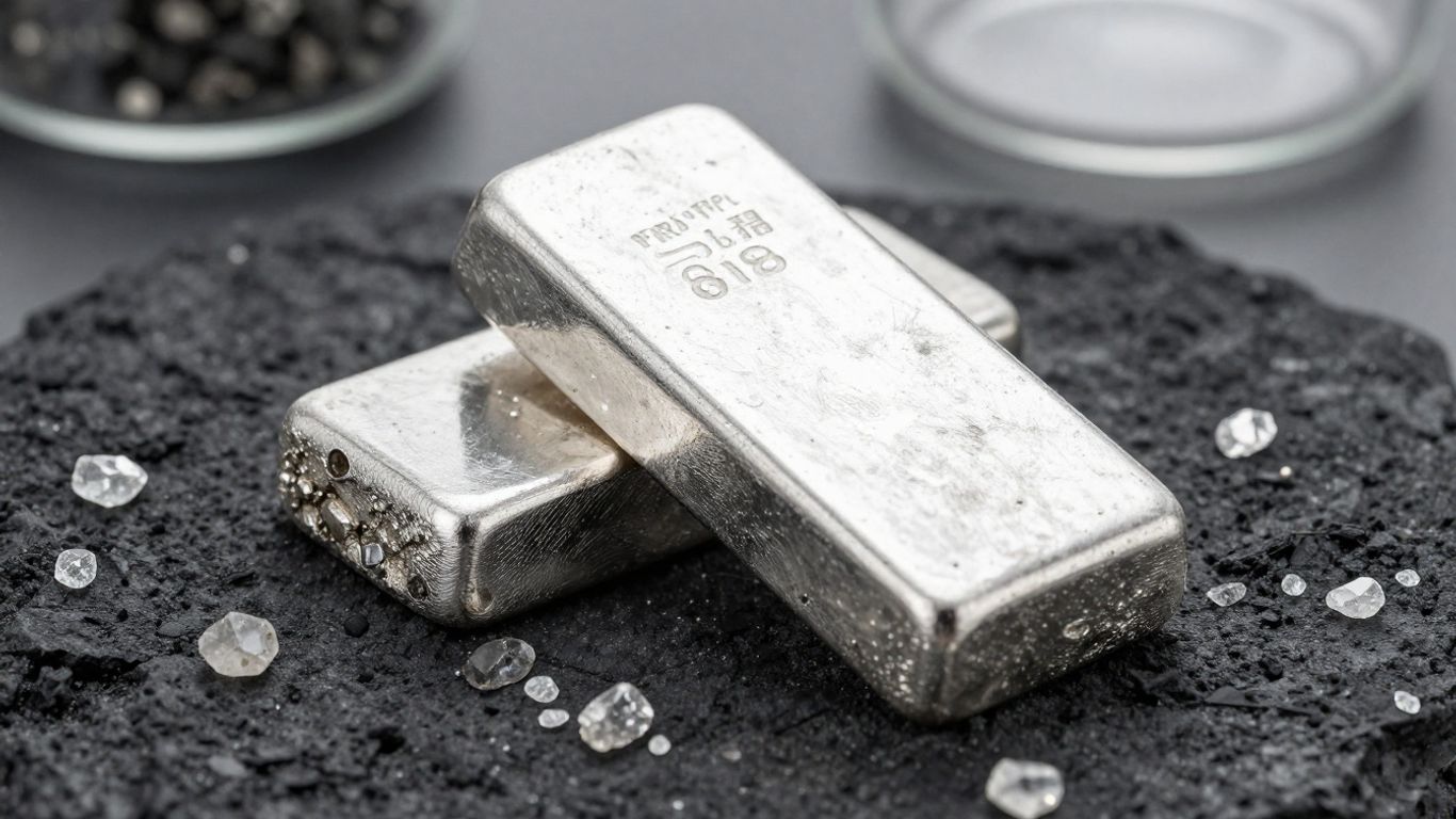 Polished silver metal with bright reflections