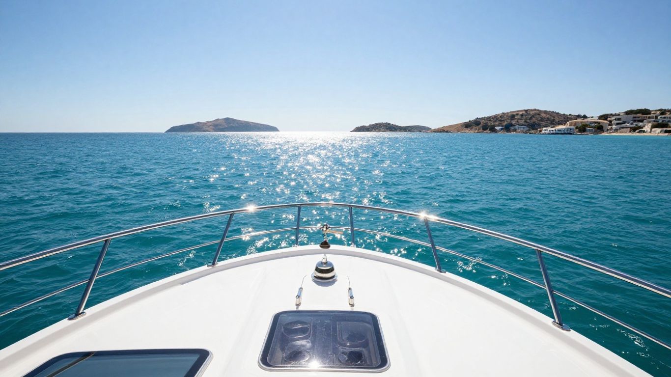 Luxury yacht sailing on a clear blue Mediterranean sea.