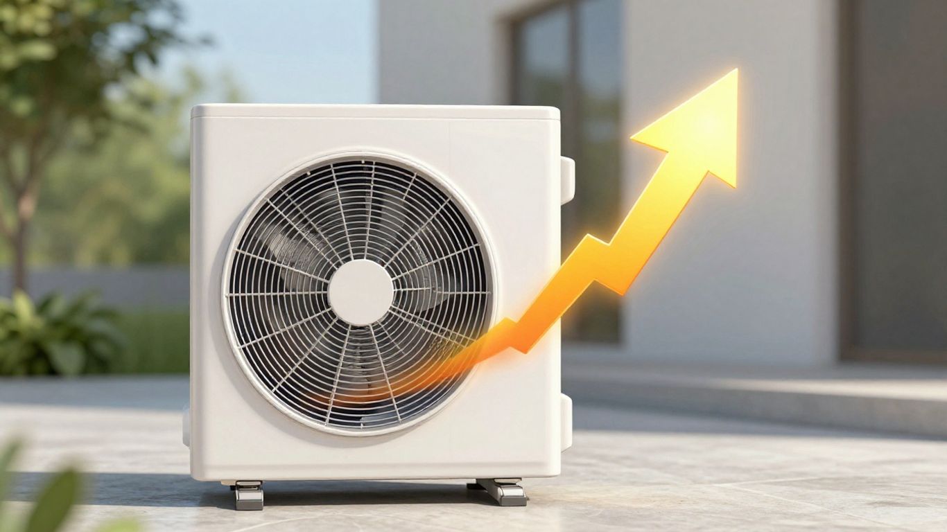 Heat pump with upward trending growth visual