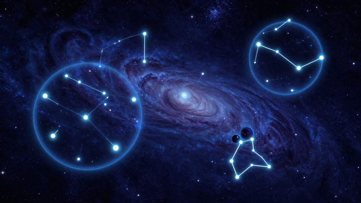Cosmic alignment showing celestial spheres