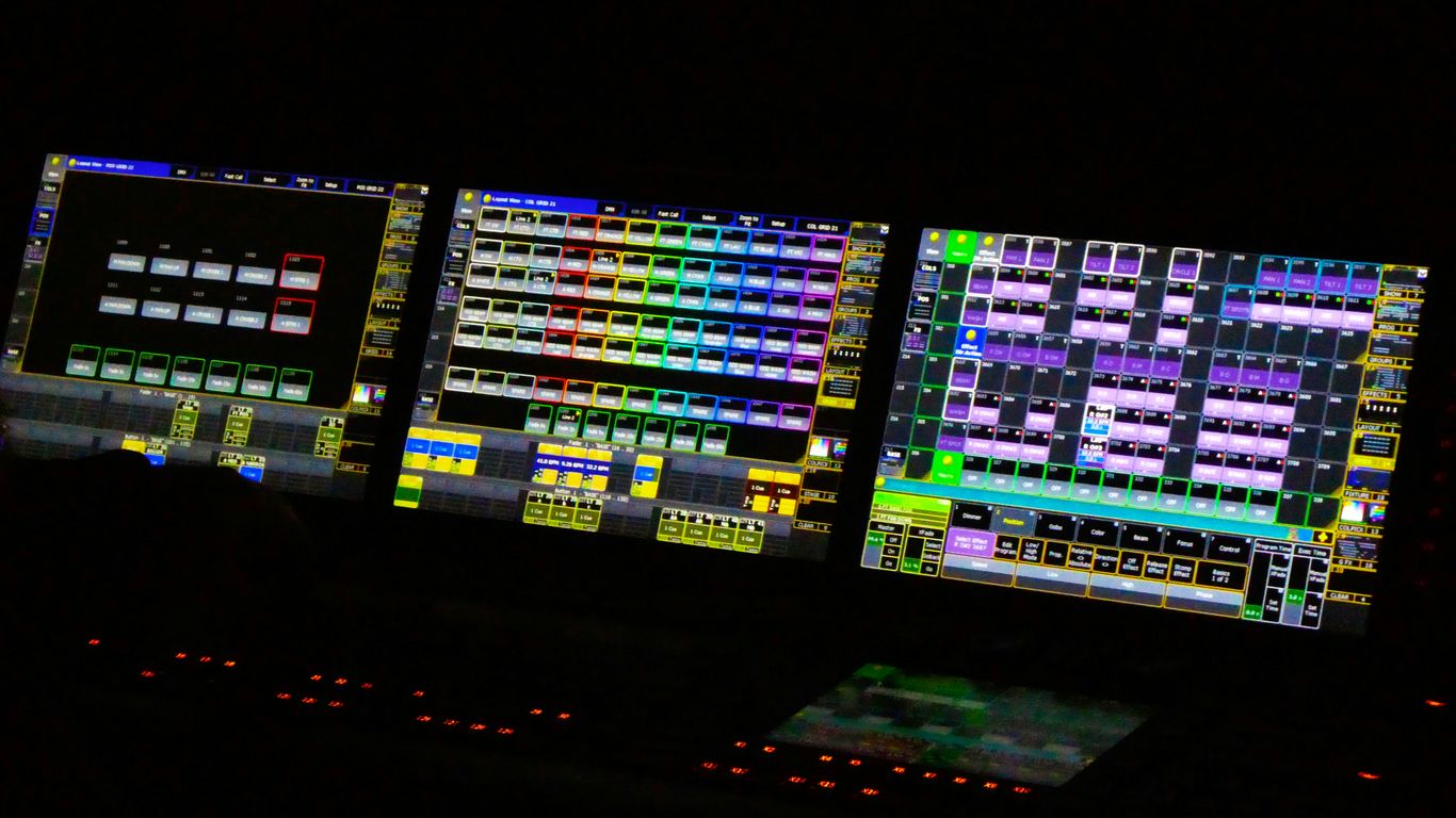 Lighting console in a theater control booth