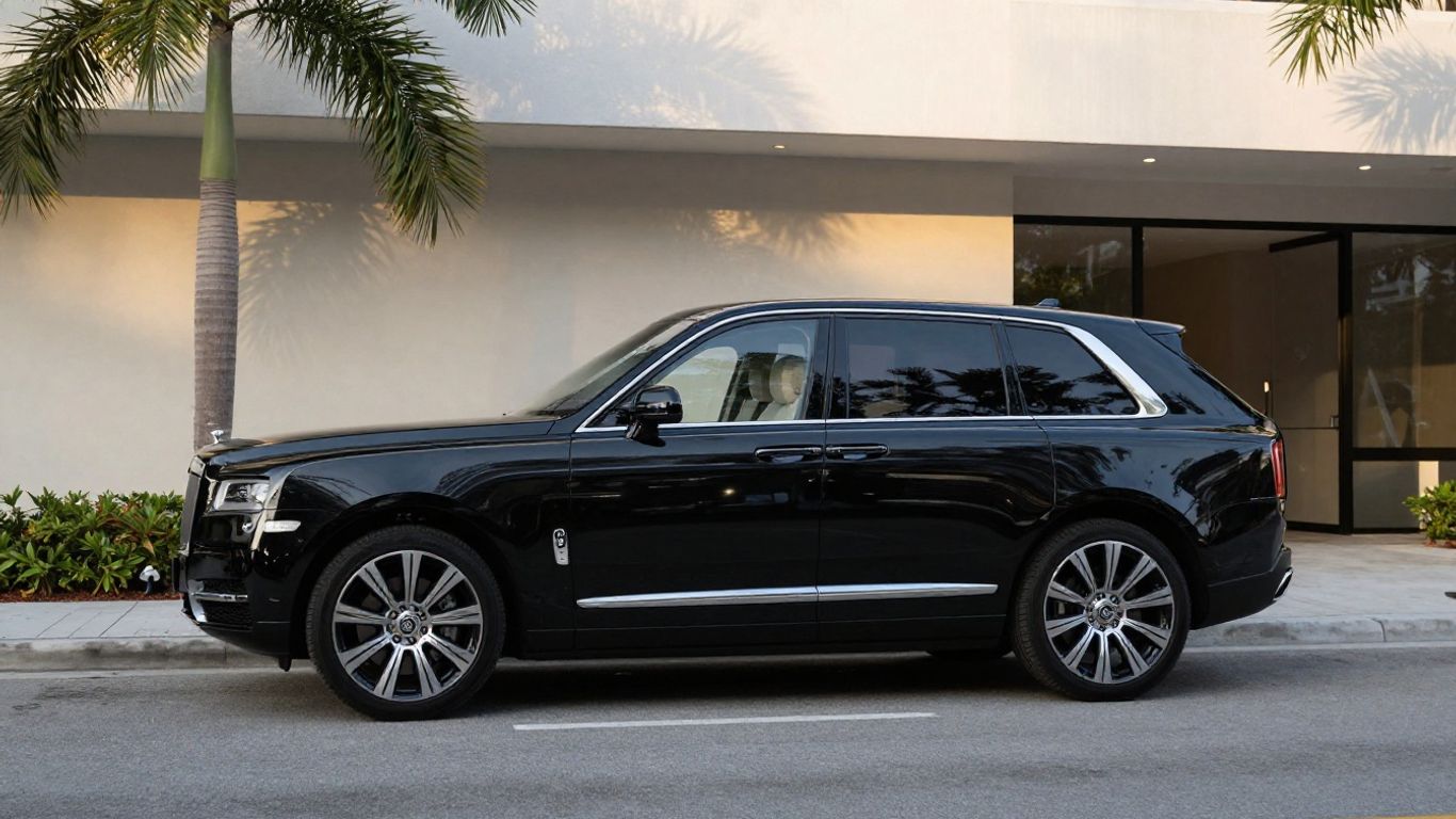 Black luxury SUV waiting curbside in Jupiter