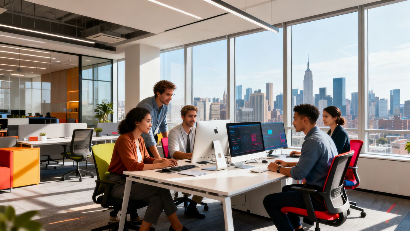 Indianapolis IT support professionals collaborating in a modern office.
