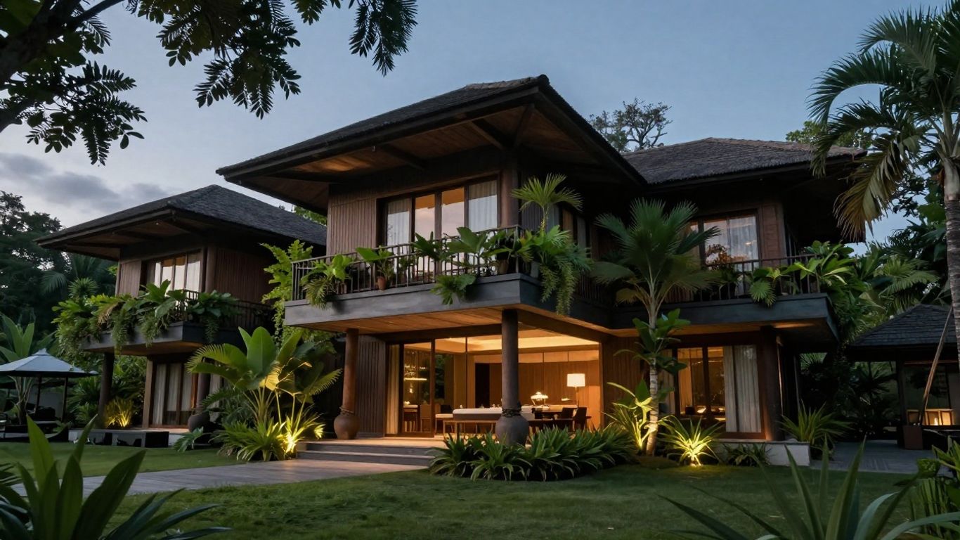 Eco Tree O’Tel hotel exterior with lush greenery.