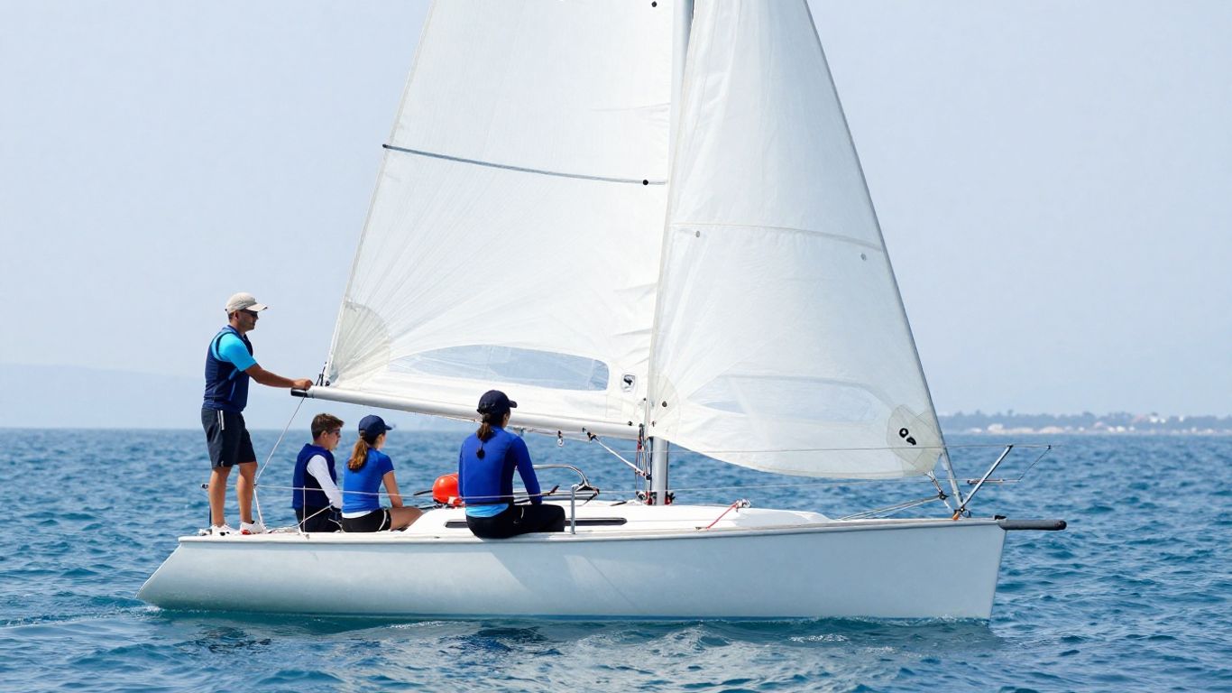 Équipage débutant à bord d’un voilier côtier