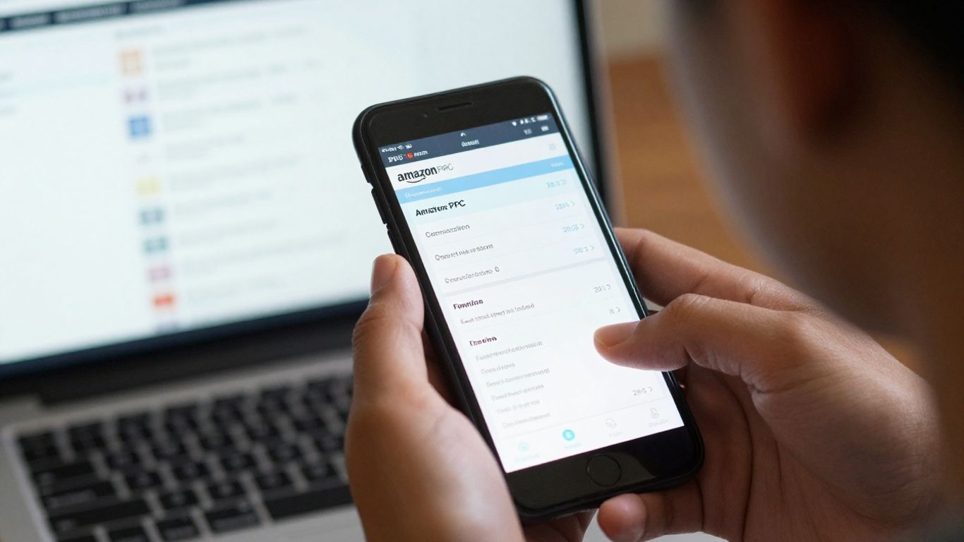 Amazon PPC audit checklist on a smartphone screen.