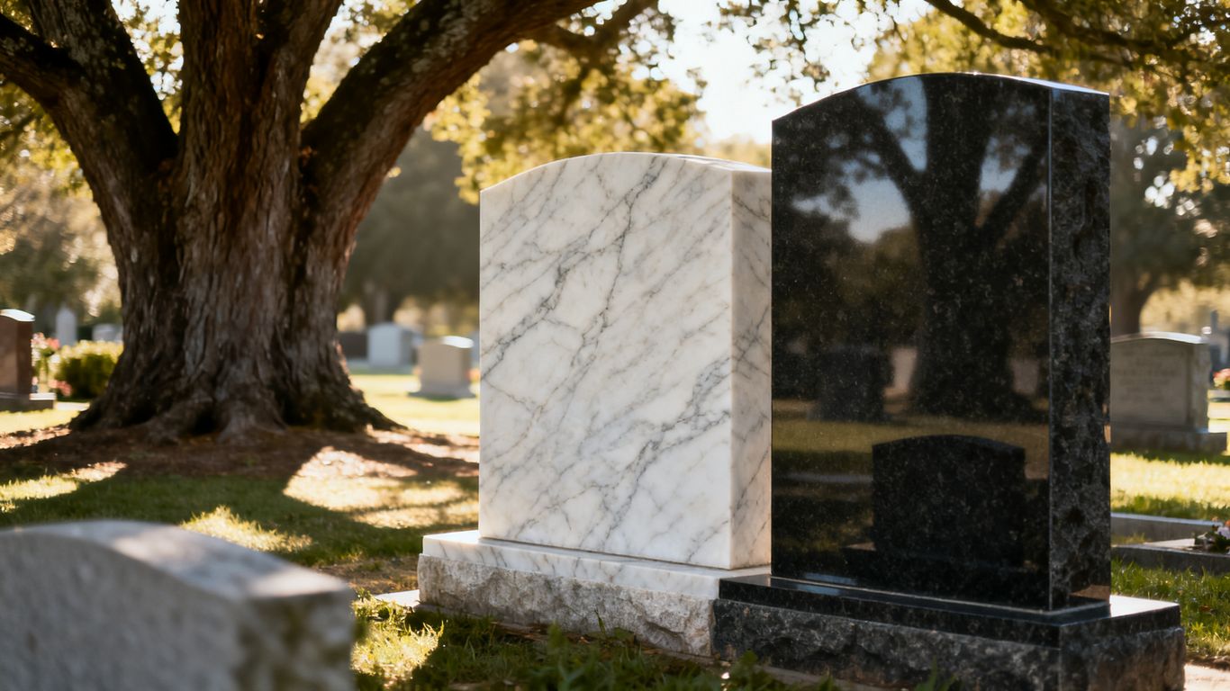 Granite and marble memorial details outdoors