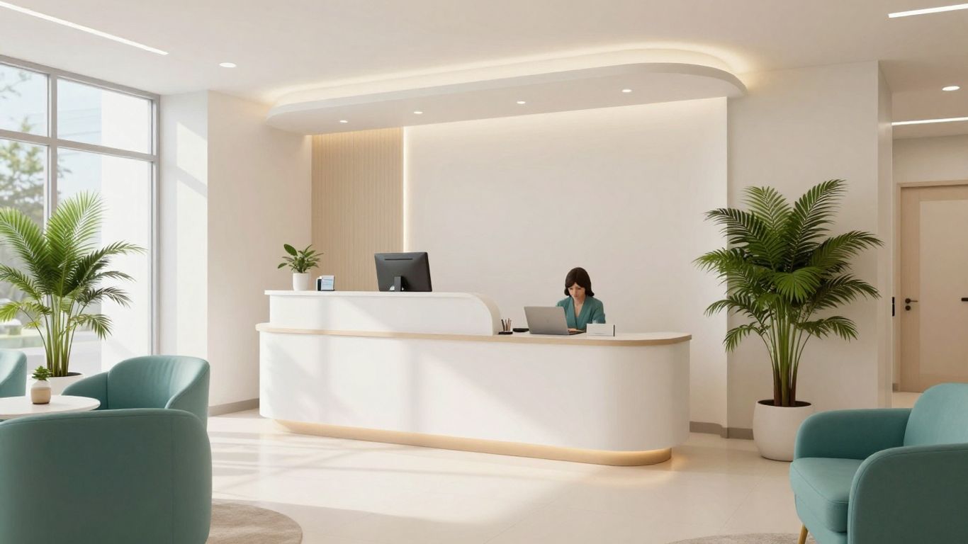 Singapore clinic reception with digital map planning