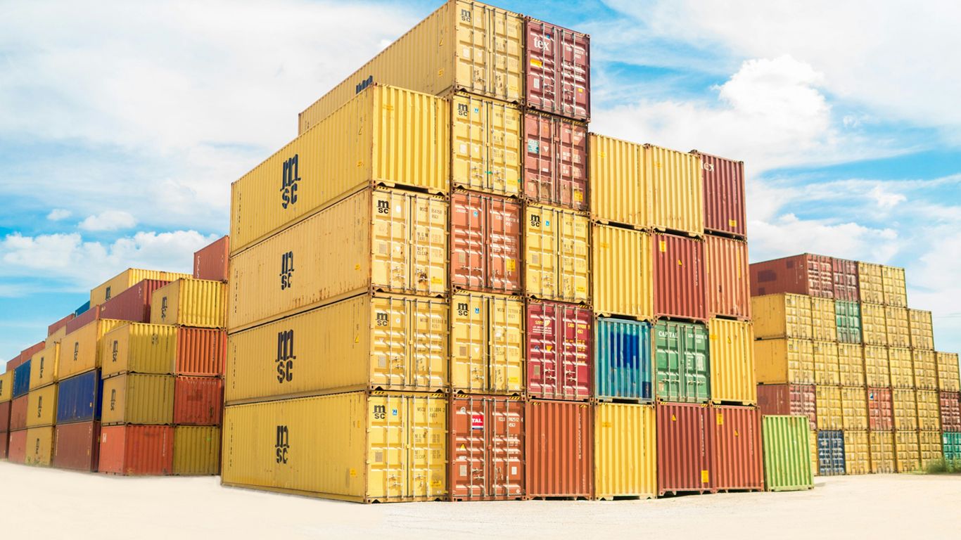 Cargo containers awaiting import clearance