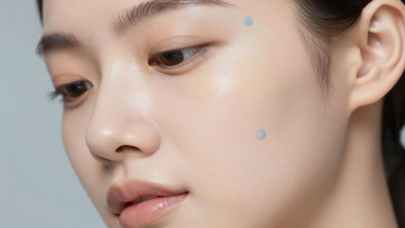 Smooth, radiant facial skin with subtle blue tones.