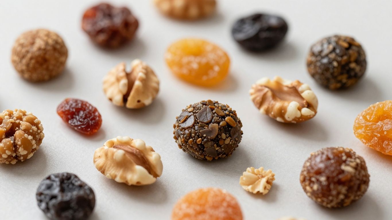 Assortment of healthy energy-boosting snacks