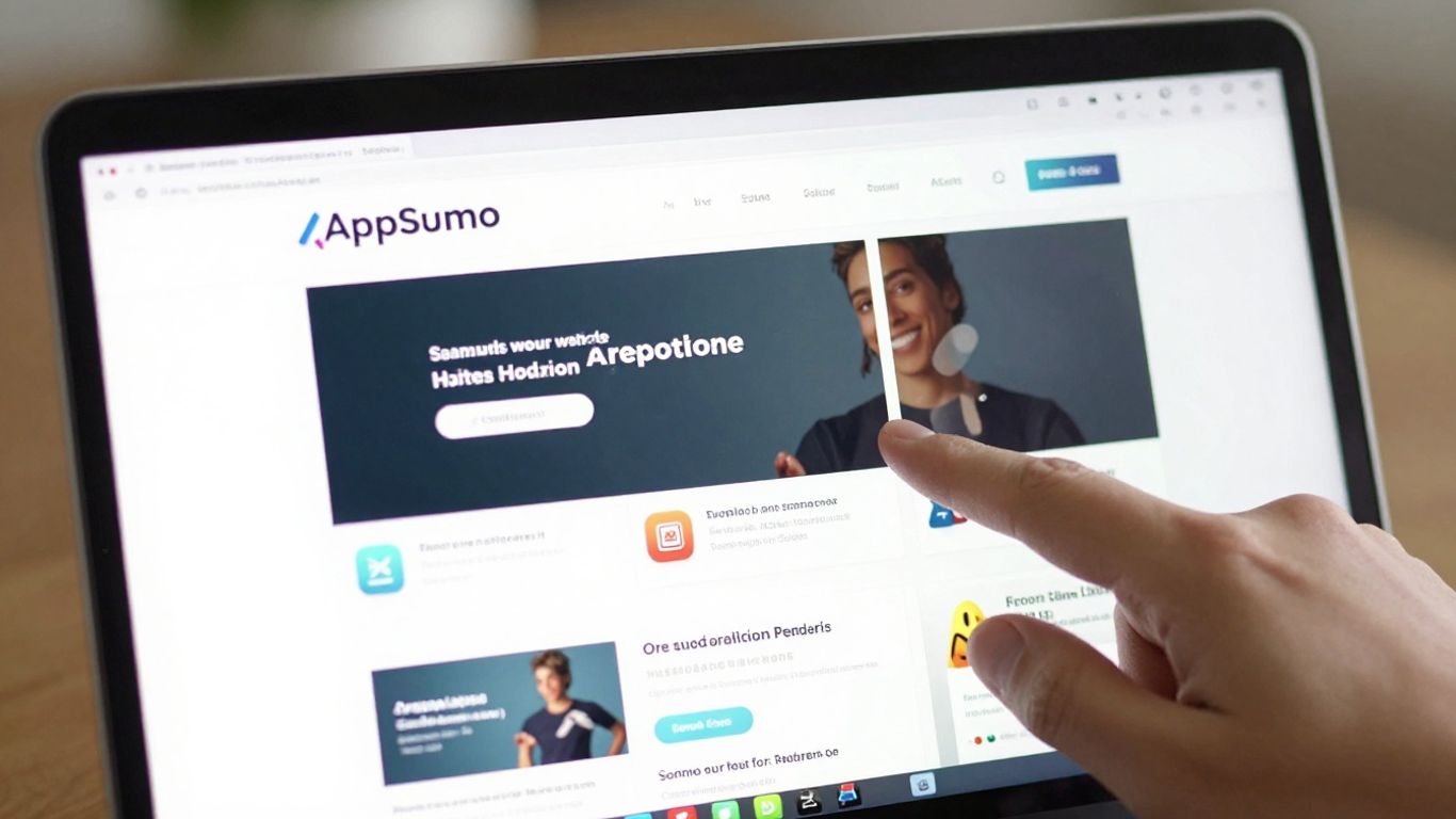 AppSumo deals on a laptop screen.