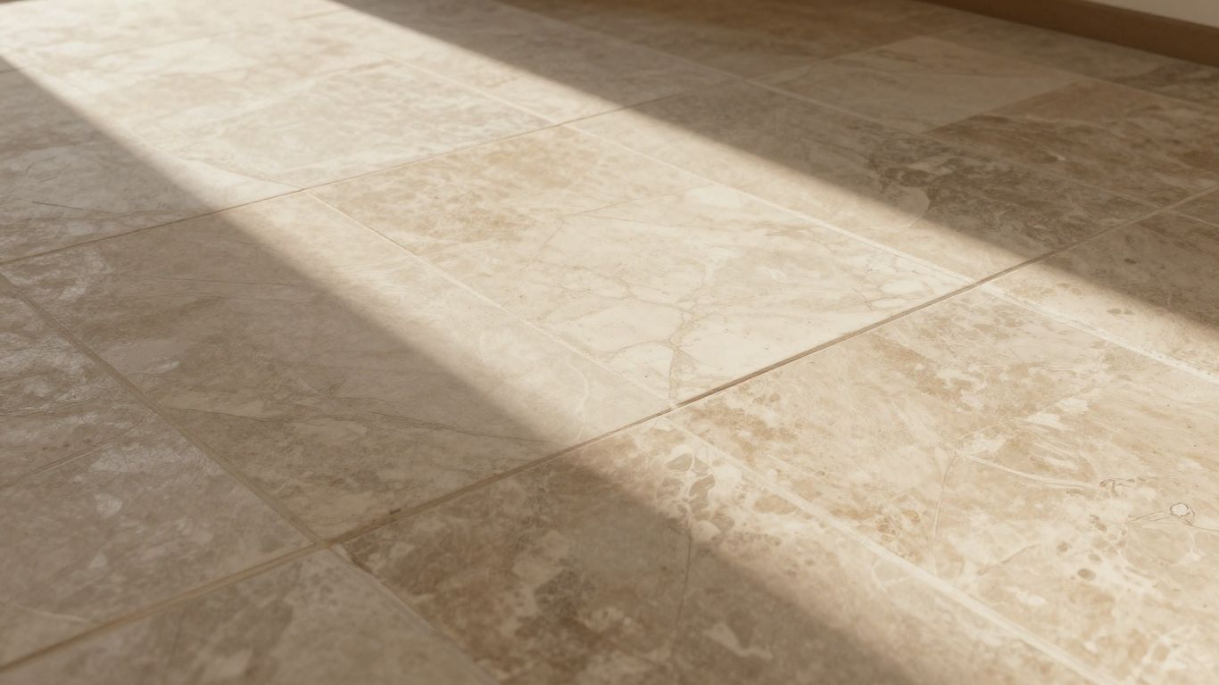 Sketch of limestone flooring in a bright room.