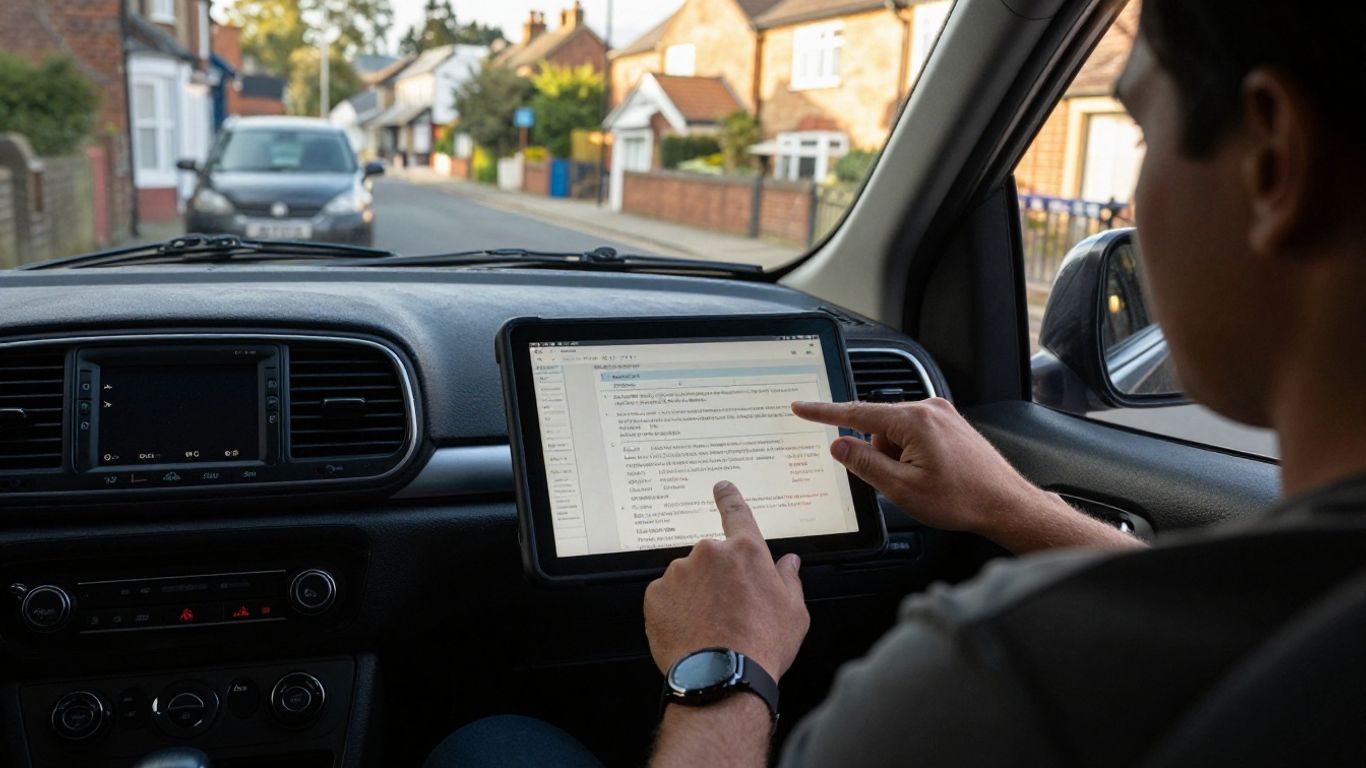 Driver reviewing monthly lease figures