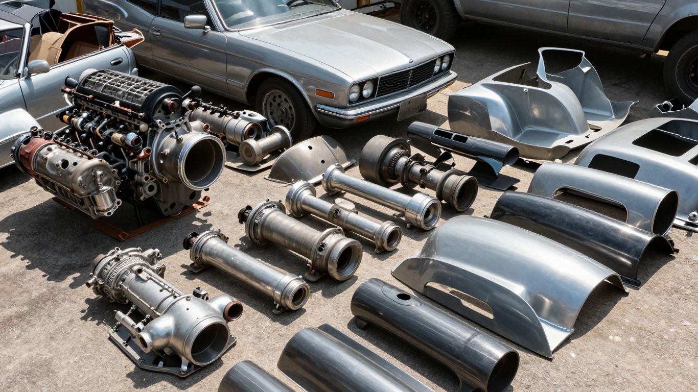 Chrysler Jeep parts in a wrecking yard