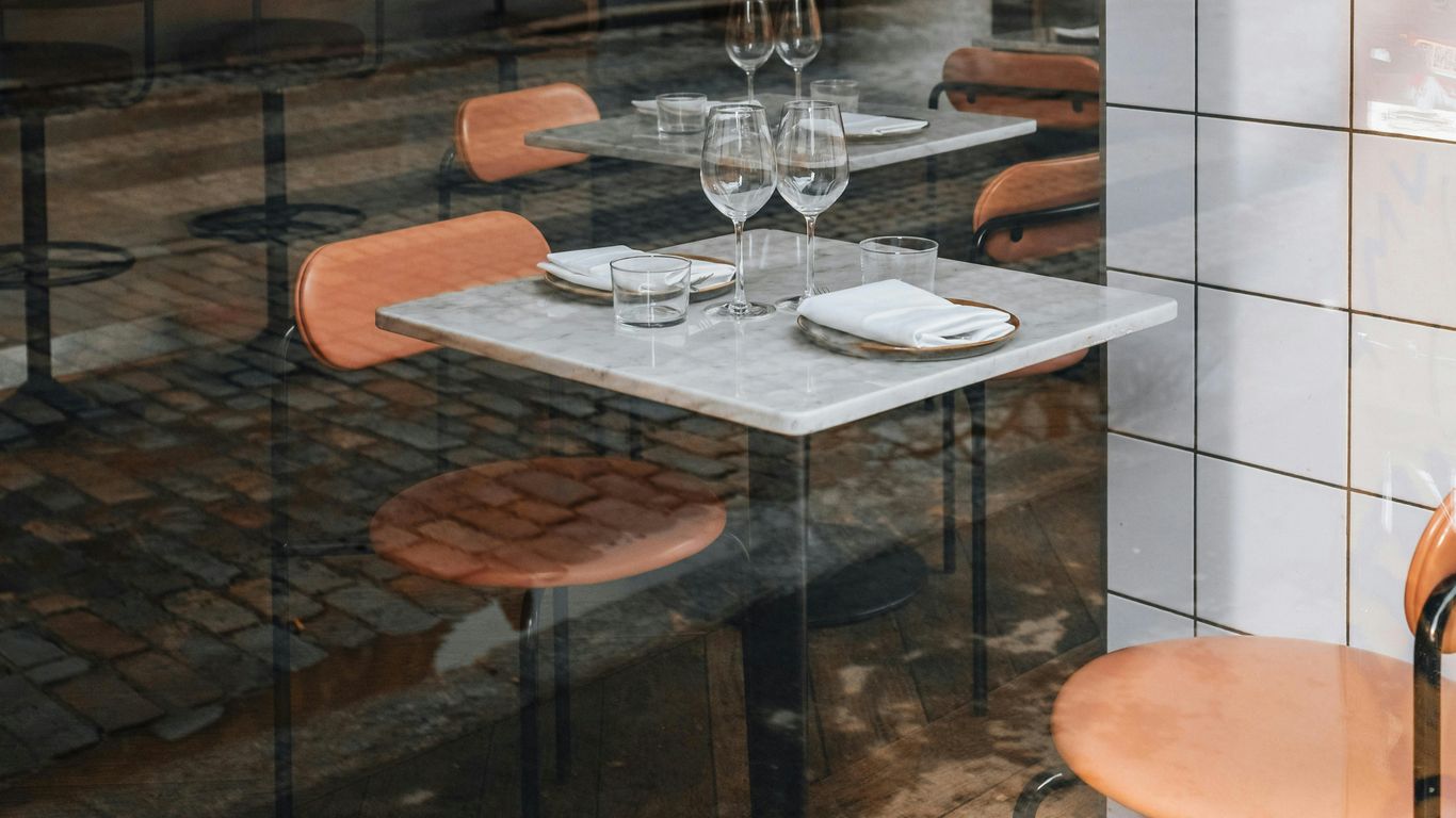 Marble table with dining setting