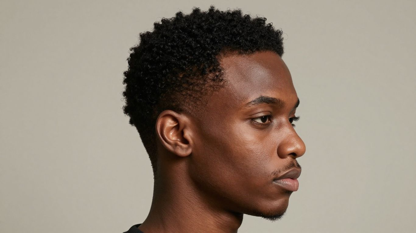 Man with medium-length black hair, clean and sophisticated style.