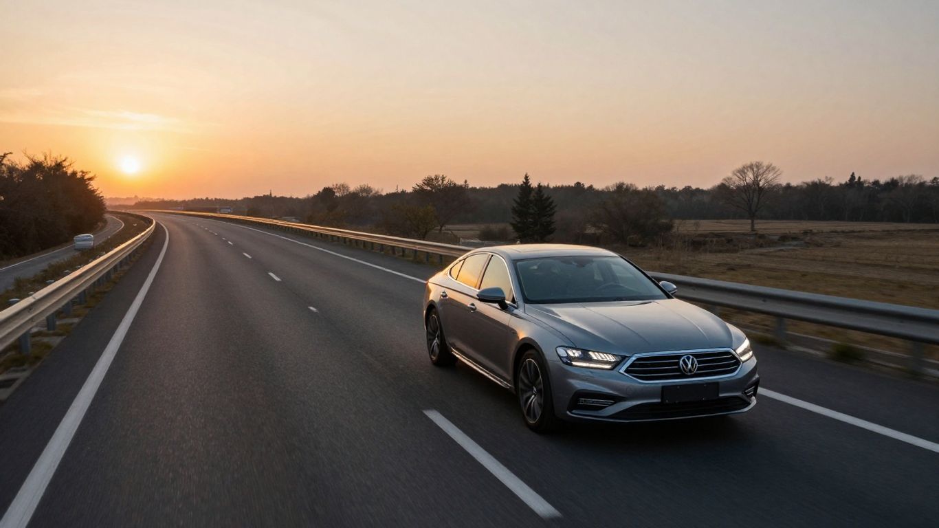 Eine moderne Autobahnlandschaft mit effizienten Fahrzeugen