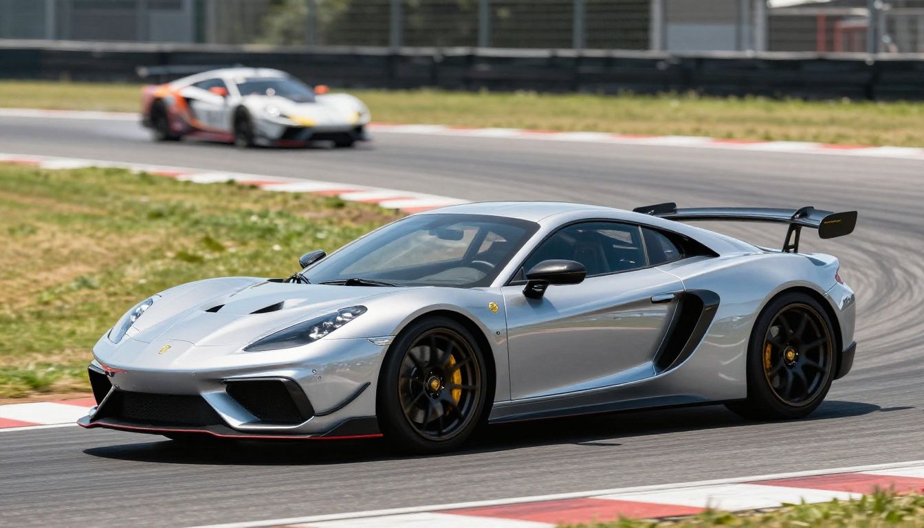 Seleção de carros esportivos em um menu de jogo de corrida, mostrando atributos de velocidade, aceleração, dirigibilidade e nitro