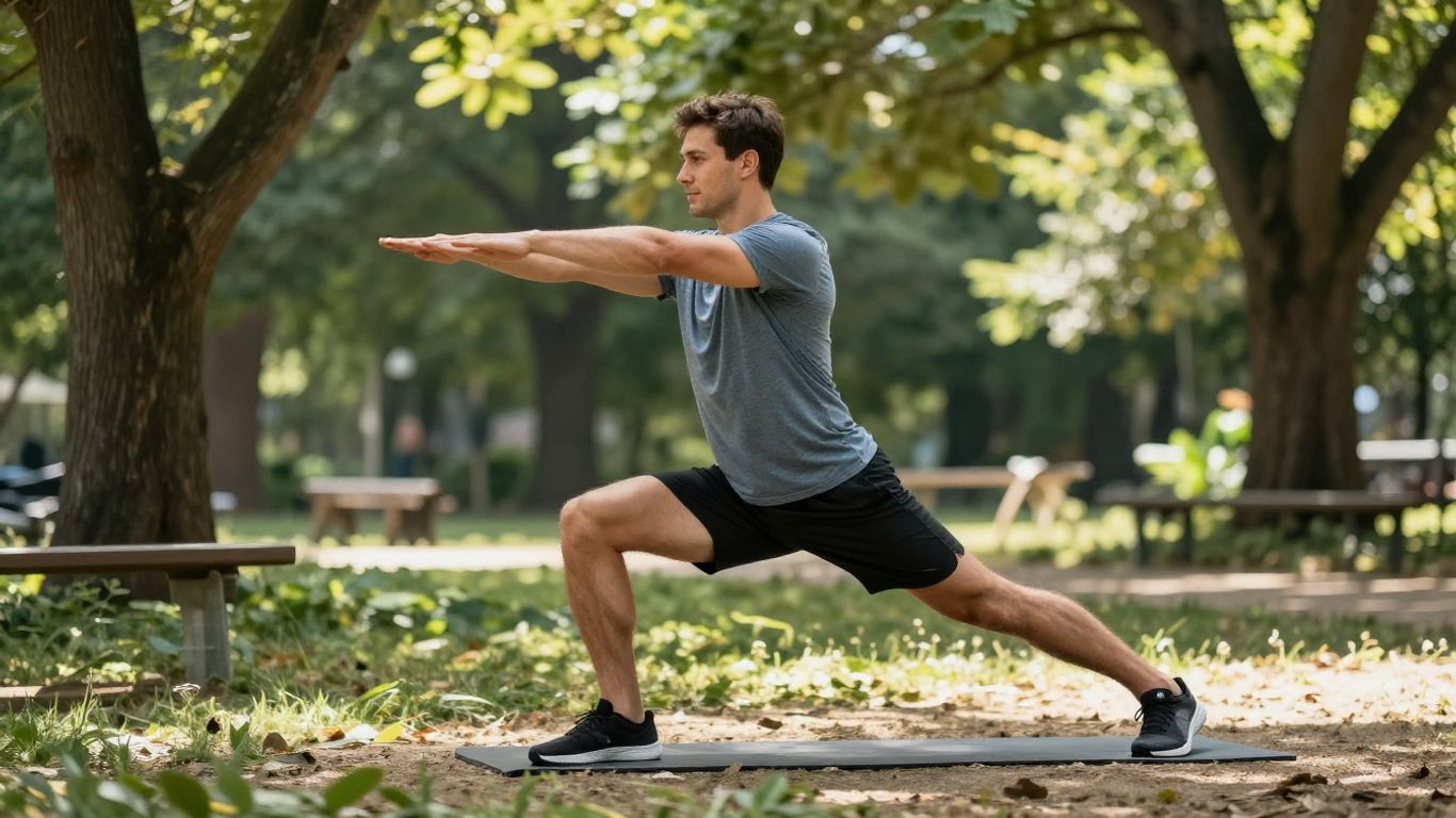 Person exercising outdoors for strength and longevity.