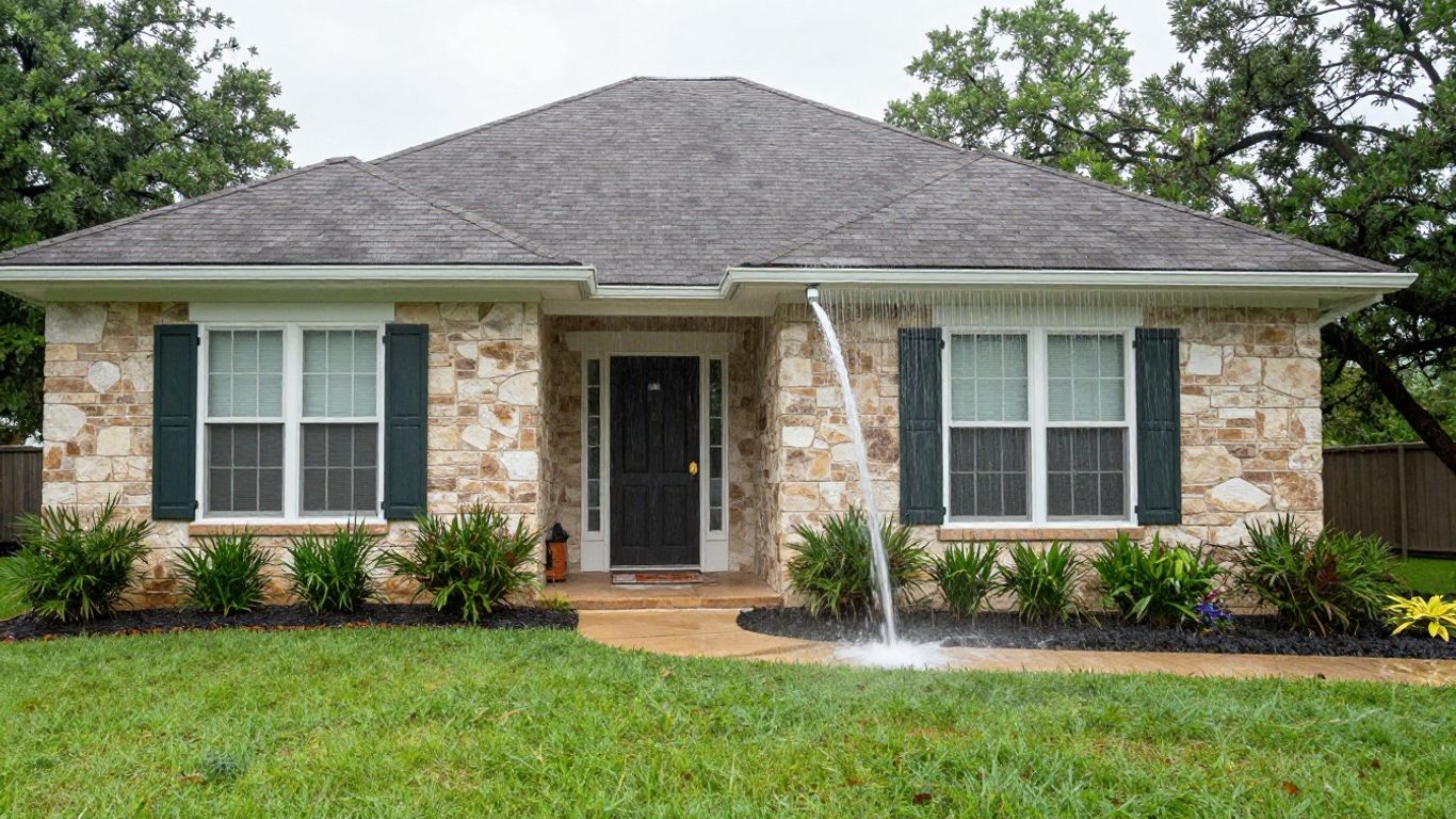 House gutters directing water away from foundation