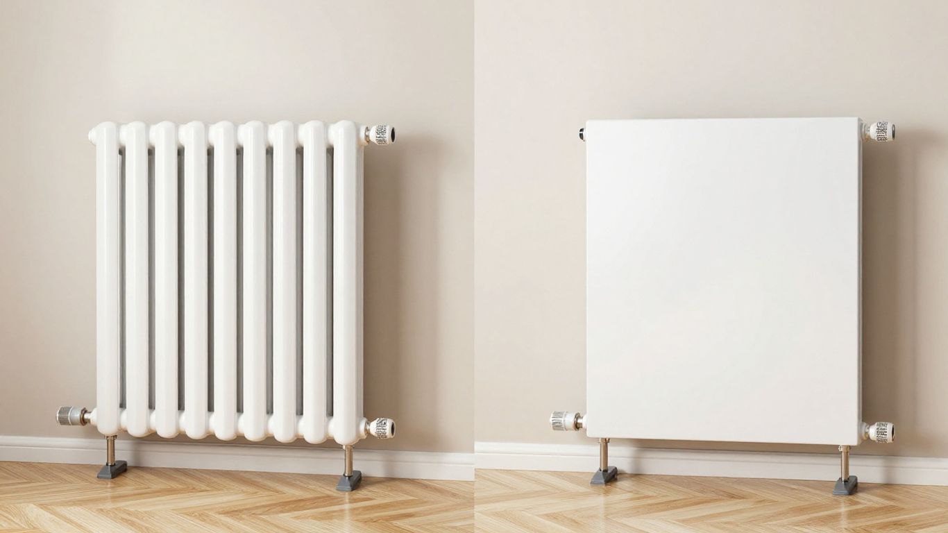 Comparaison visuelle de radiateur à fluide et panneau rayonnant.